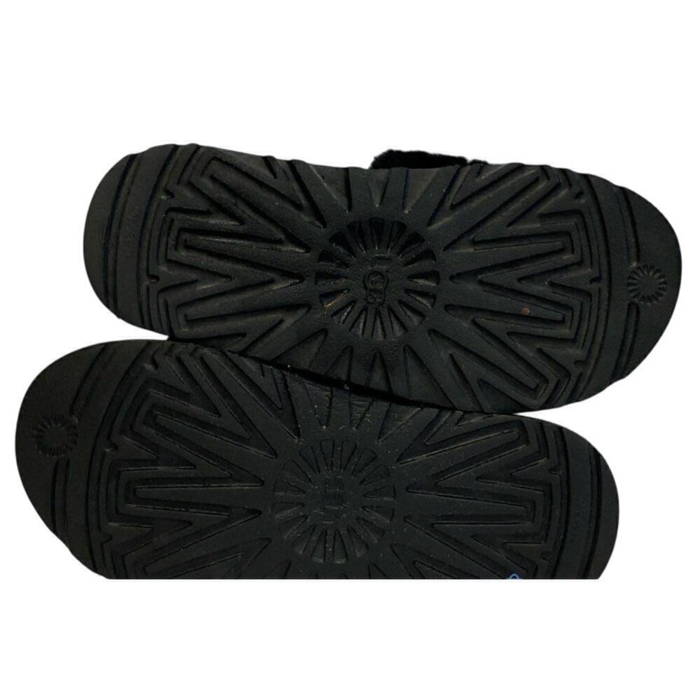 UGG Black Women's Size 6 Logo Laton Fur Loungewear Foam House Slides Sandals - Picture 7 of 9